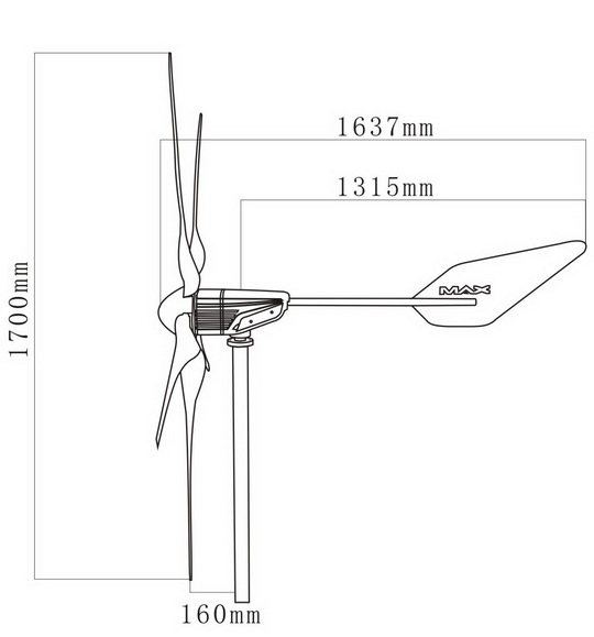 小型风力发电机尺寸图